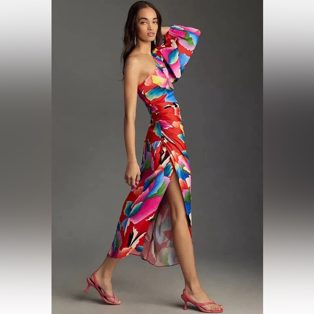 FARM Rio Multicolor One Shoulder Maxi Dress XS Size